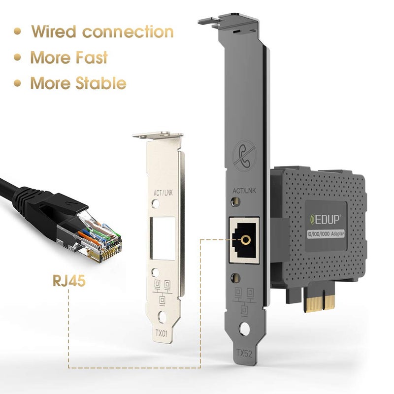 EDUP Gigabit Ethernet PCI Express Network Card, 10/100/1000Mbps RJ45 LAN Adapter Converter, PCIE Network Adapter, Ethernet Card for Desktop PC, Support Windows 11/10 /8.1/8/ 7/2000/ XP/Vista - Image 4